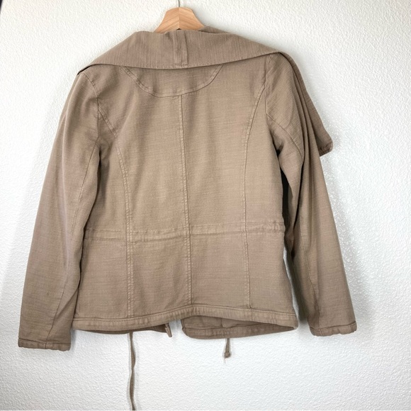 Lucky Brand Woven Jacket XS Shawl Tie Waist Tan Minimalist lightweight cotton - Picture 12 of 16